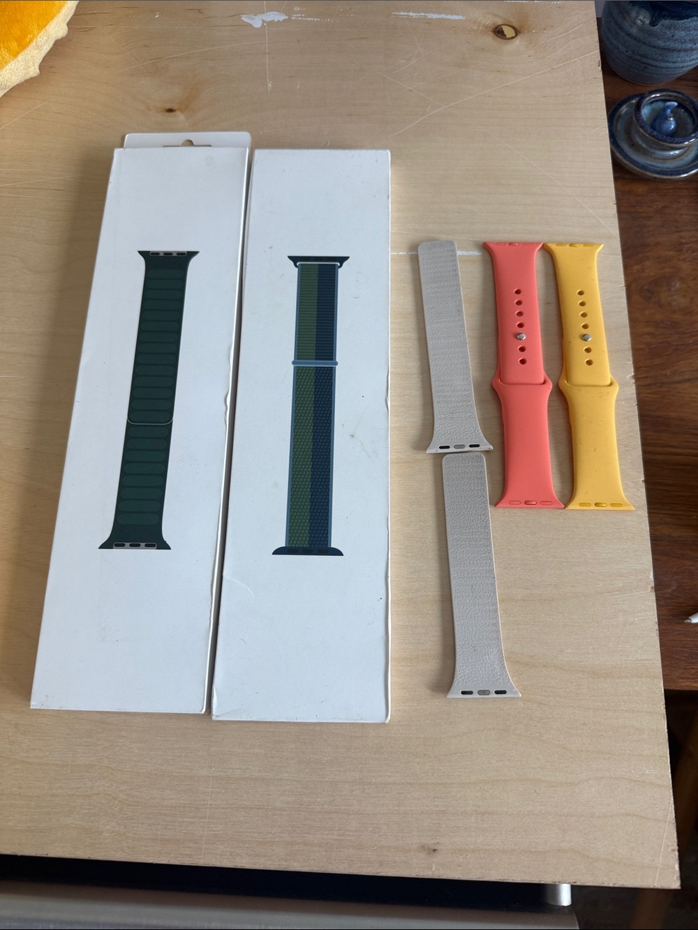 Apple Watch Band Set - 5 watch bands . All new 2 in box ,Coral, Yellow, Cream